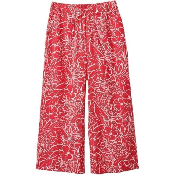 Brixton Aloha Red Indo Linen Wide Leg Pant Size S NWT Vacation Beachy Botanical - Picture 10 of 15
